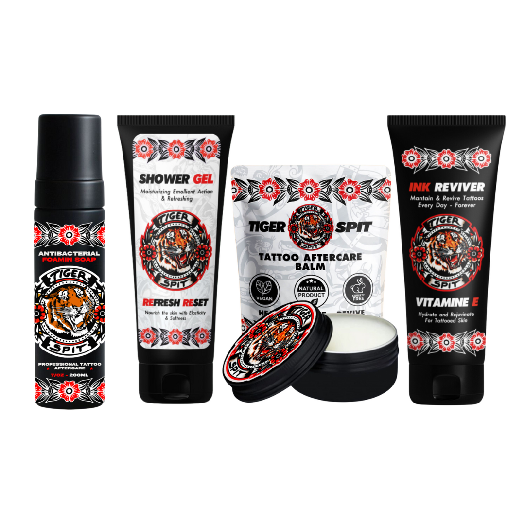 Tiger Spit Complete Kit — full tattoo aftercare system from fresh to healed